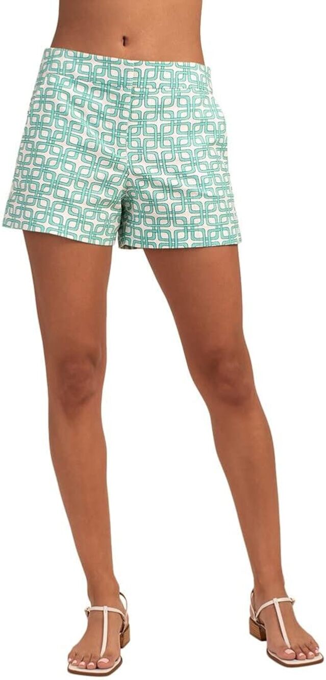 Trina Turk Women's Corbin 2 Shorts Turquoise Blue White sz 4 NEW